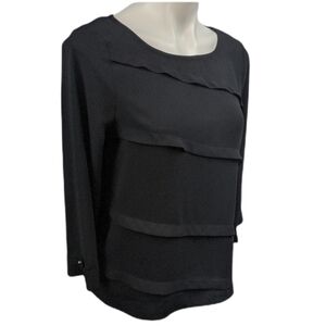 Dana Buchman Ruffle Front 3/4 Sleeve Blouse Sz Med